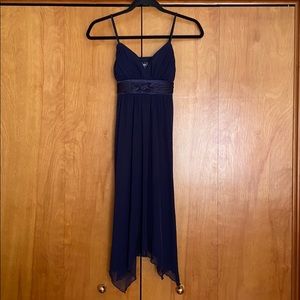 Navy blue empire waste spaghetti strap dress